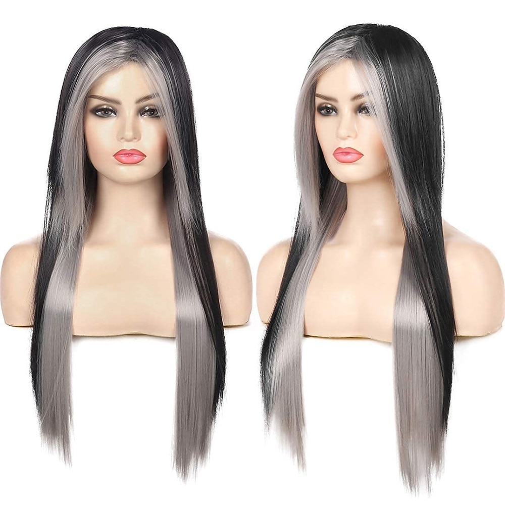 Perruques bleues longues bleu noir perruque soyeuse droite synthétique résistant à la chaleur côté frange cheveux perruques pour femmes filles halloween perruques de 2025 ? $24.99 –P9