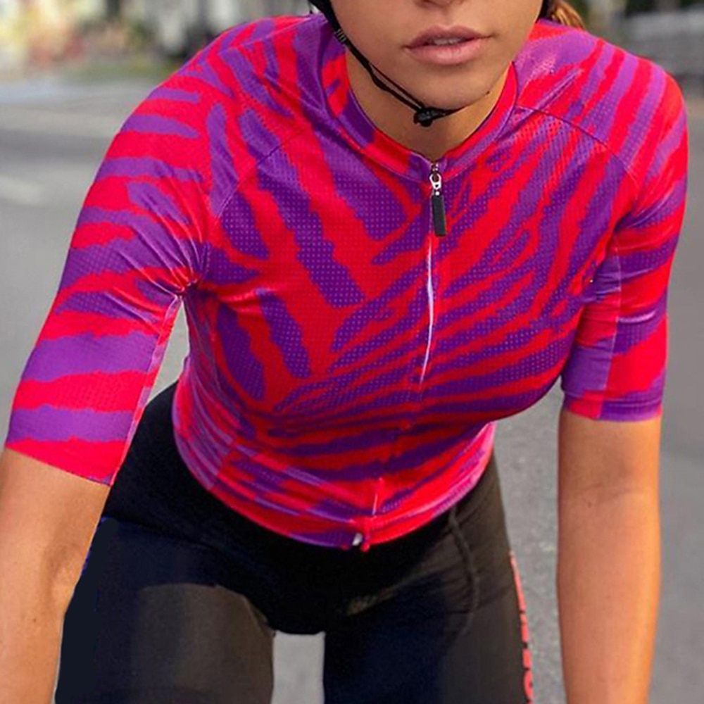Mujer Maillot de Ciclismo Cebra Manga Corta Bicicleta Maillot Camiseta con 3 bolsillos traseros MTB Bicicleta Montaña Ciclismo Carretera Secado rápido Bandas Reflectantes Bolsillo trasero Dispersor 2025 - $29.99 –P3