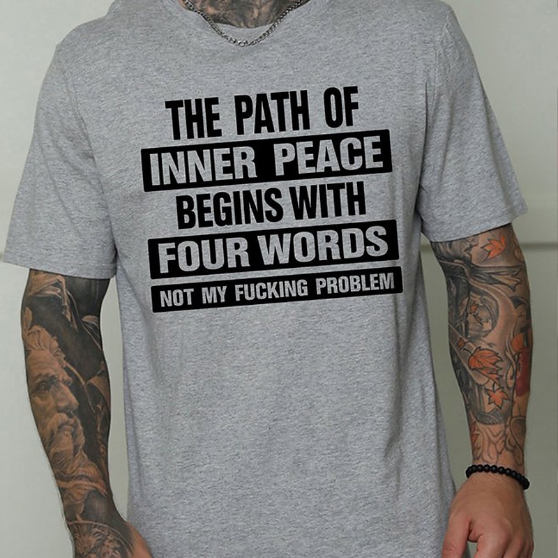 Homens Letra Camiseta Estilo casual 100% Algodão Manga Curta Gráfico Camisa Urze Cinza Preto Branco Camiseta confortável Férias Casual Roupas de estilistas de 2025 por $15.99 –P4
