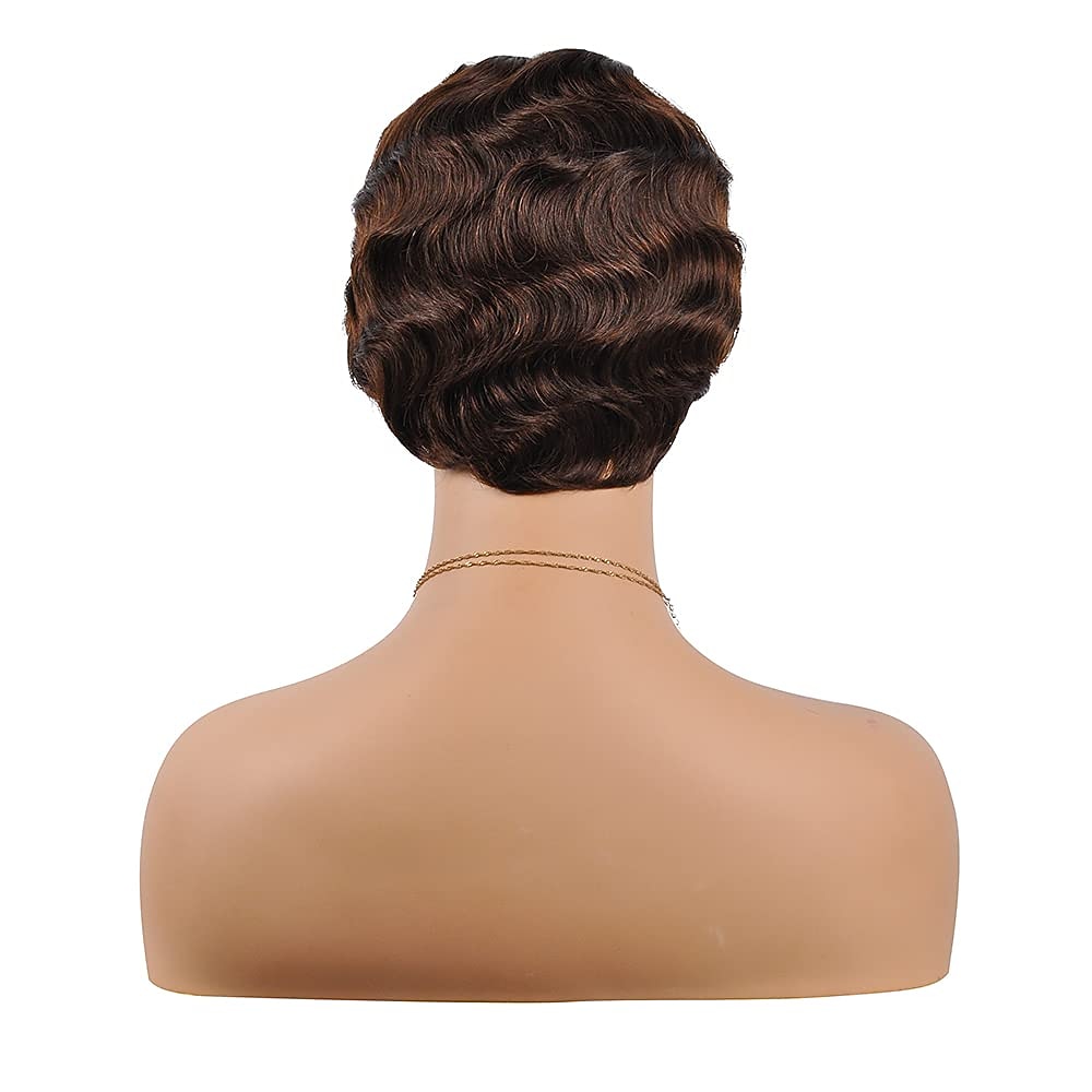 breve pixie cut parrucche per le donne nere mamma parrucca parrucche brasiliane dei capelli umani dito ocean wave parrucca remy parrucca di capelli umani a buon mercato parrucca per il partito del 2025 a $23.99 –P14