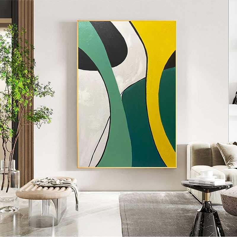olieverfschilderij handgemaakte handgeschilderde kunst aan de muur moderne kleur eenvoudige lijn abstract huisdecoratie decor gerold canvas geen frame niet uitgerekt 2026 - $123.99 –P3