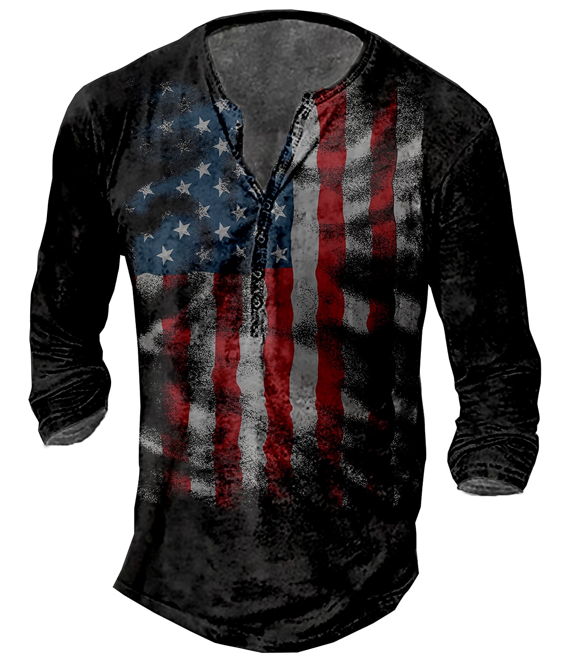 Men's T shirt Tee Henley Shirt Tee Basic Classic Casual Shirt Graphic American Flag 1776 Long Sleeve Shirt Black Red Navy Blue Street Casual Daily Henley Spring &  Fall Clothing Apparel Plus Size S M 2025 - $23.99 –P1