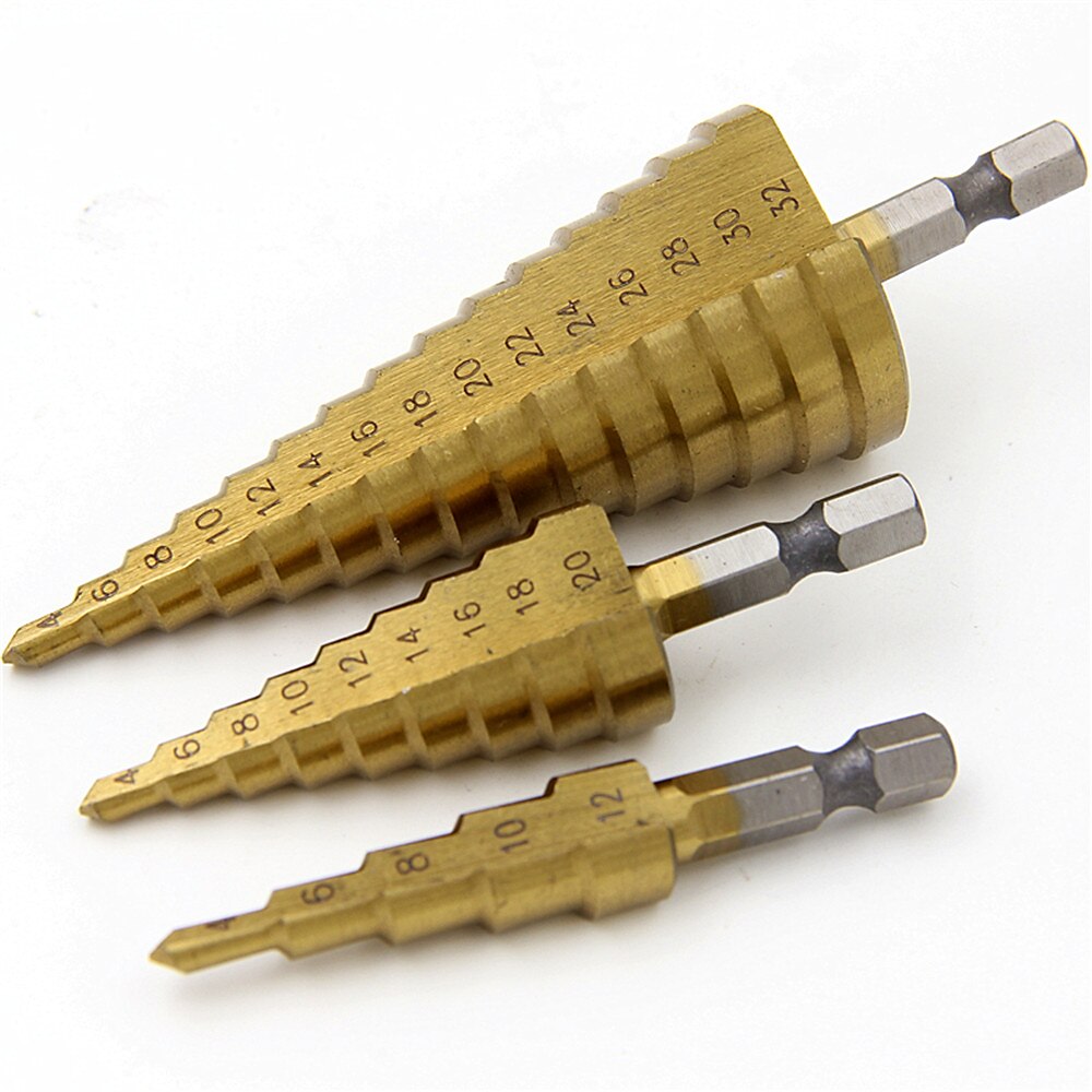 Step Drill Bits Nylon Bag Packing 3pcs HSS Straight  Grooved Core Cone 1/4 Hex Shank 4mm To 12mm 20mm 32mm Chamfer Hole Cut Cutter 2025 - $22.99 –P4