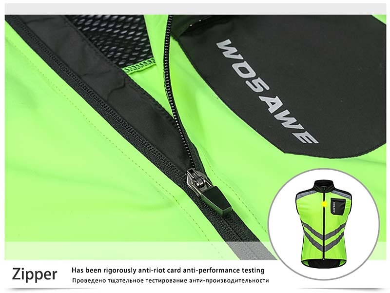 WOSAWE Voor heren Wielrenvest Mouwloos Bergracen Wegwielrennen Marine Zwart Groen Fietsen Ves / Mouwloos Shirt Winddicht Reflecterende strips Achterzak Sport Effen Kleur Kleding / Gevorderd / Rekbaar 2025 - $27.99 –P11