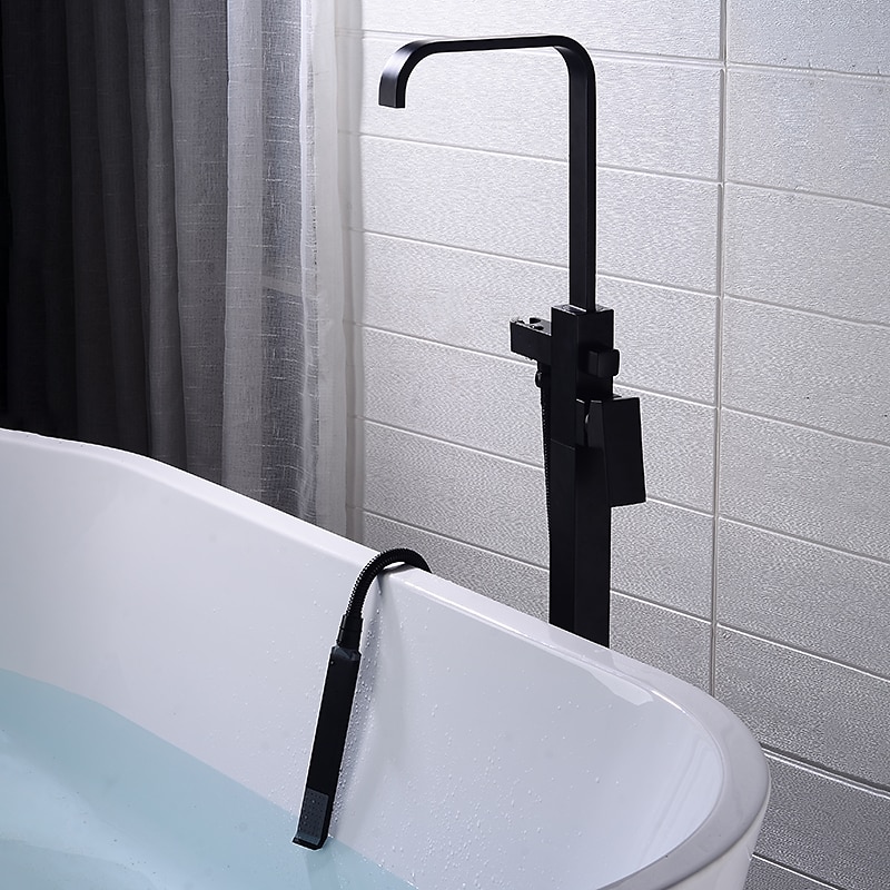 badekarkran - moderne galvanisert frittstående messingventil badekar dusj blandebatterier 2025 - $404.99 –P16