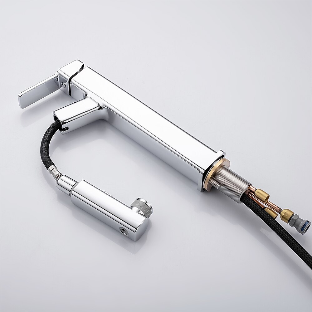Bathroom Sink Faucet - Pull out / Pullout Spray Electroplated Centerset Single Handle One HoleBath Taps 2025 - $186.99 –P3