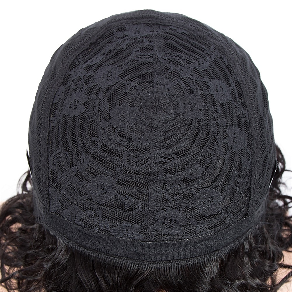 emberi haj paróka göndör frufruval fekete puha női könnyű öltözködés sapka nélküli brazil haj női természetes fekete #1b 8 hüvelykes parti / esti napi napi viselet 2026 - $41.99 –P8