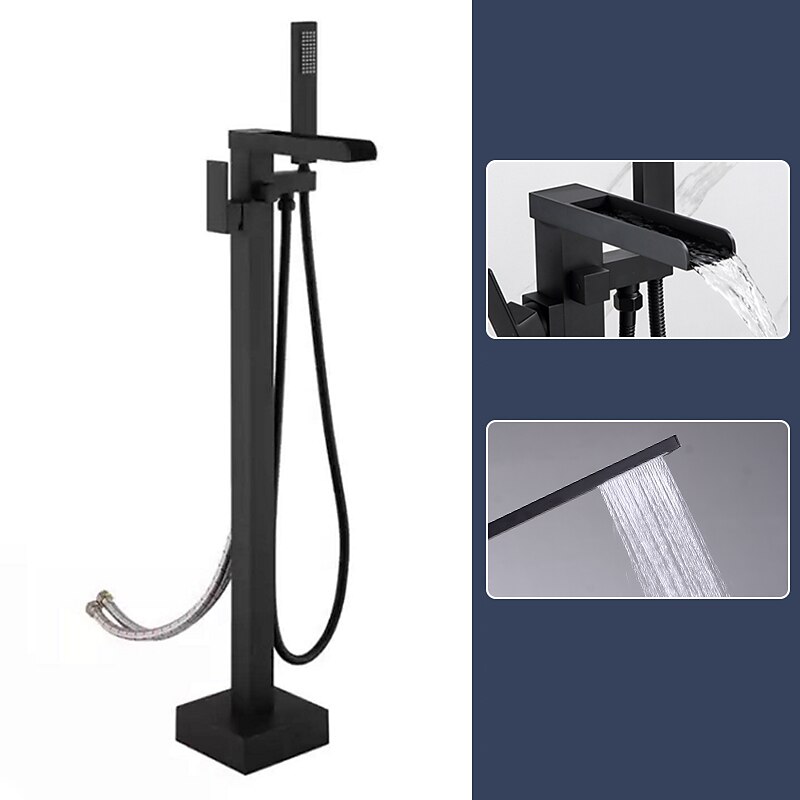 badekarkran - minimalistisk galvanisert frittstående messingventil badekar dusj blandebatterier 2025 - $453.59 –P11