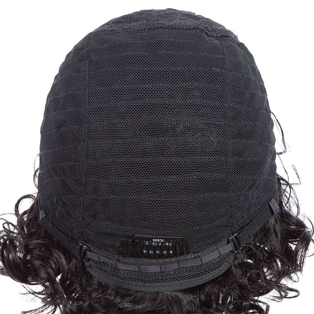 emberi haj paróka göndör frufruval fekete puha női könnyű öltözködés sapka nélküli brazil haj női természetes fekete #1b 8 hüvelykes parti / esti napi napi viselet 2026 - $41.99 –P10
