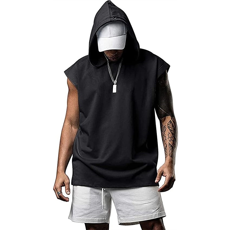 Men's T Shirt Tank Top Hoodie Short Sleeve Hooded Summer Plain Fashion Classic Casual Outdoor Street Casual Black White Army Green Top Tee for Men 2025 - $20.99 –P5