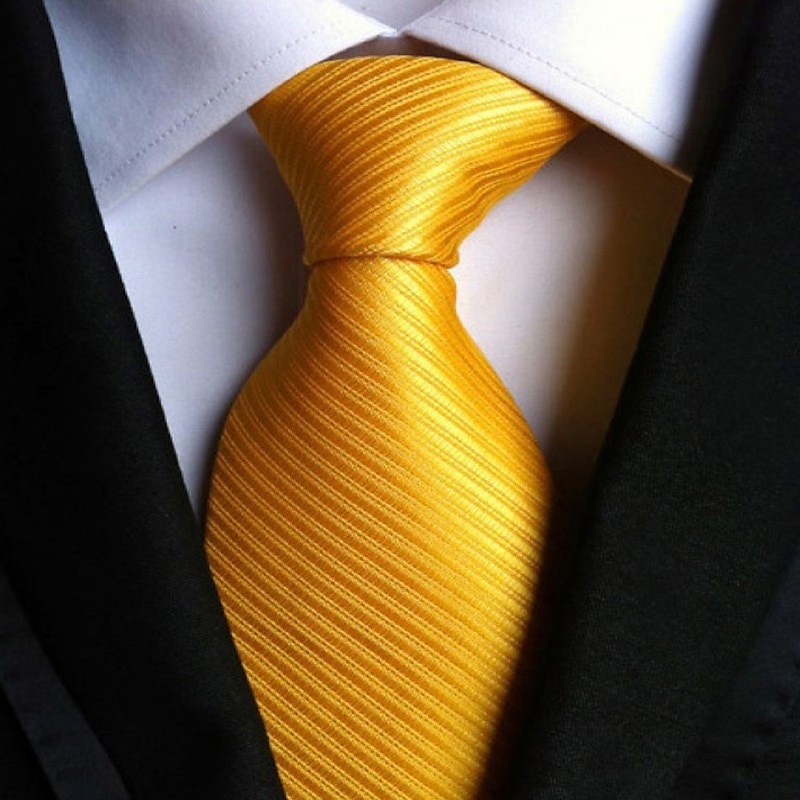 DQT Tejido a Rayas Naranja Blanco Formal Informal Hombres Corbata clásica 