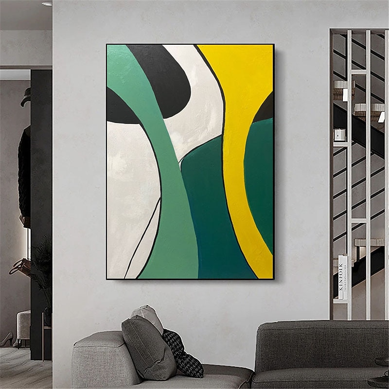 olieverfschilderij handgemaakte handgeschilderde kunst aan de muur moderne kleur eenvoudige lijn abstract huisdecoratie decor gerold canvas geen frame niet uitgerekt 2026 - $123.99 –P5