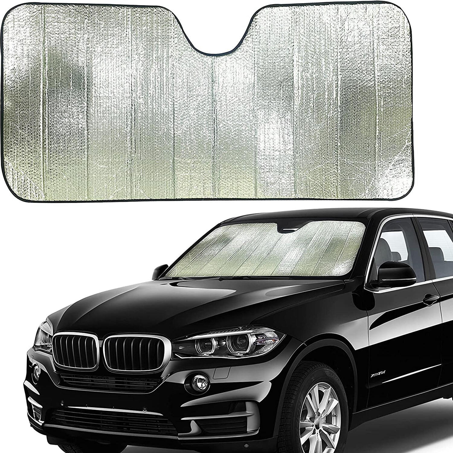 Windshield Cover Waterproof Cover Design Protects Front Windows and Rear Mirrors with Hooks Fixed Four Wheels Windshield Sun Shade Car Sun Shade Fits Most Vehicles Universal Car Sun Cover Reflectiv 