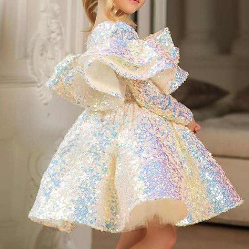 SHEIN Kids CHARMNG Tween Girl Fuzzy Trim Sequin Dress | SHEIN
