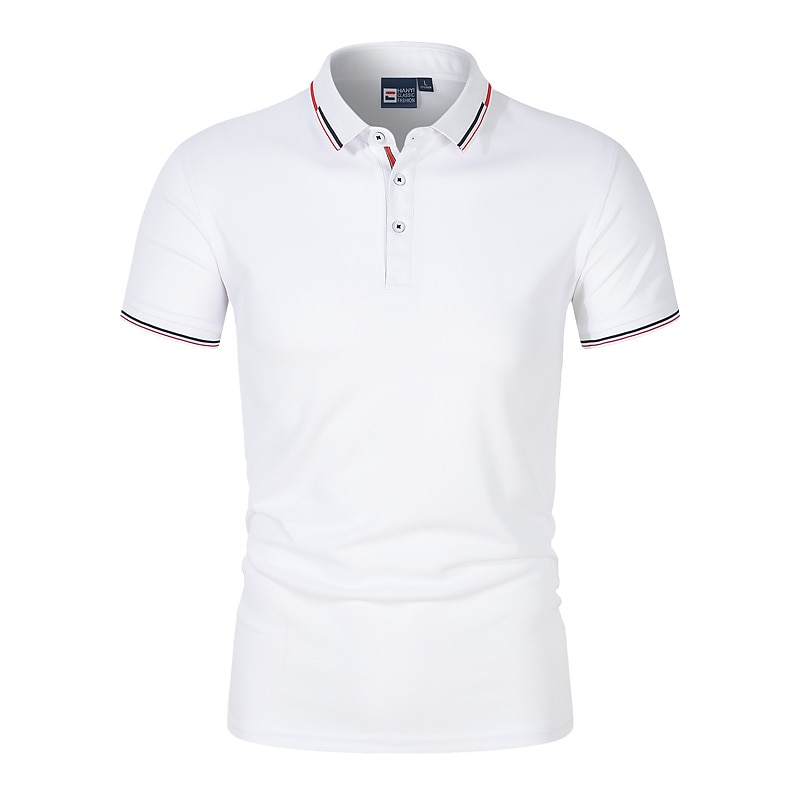 Pánské Polo trička Golfová košile Venkovní Ležérní Polo límec Žebrovaný polo límec Krátký rukáv Klasické Proužky Tlačítko Přední Tlačítko dolů Léto Běžný Modrá moře Černá Bílá Světlá růžová Rubínov 2025 - $15.49 –P6