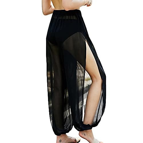 Damen Haremshose mit Seitenschlitz, hohe Taille, lockere Passform, Lounge-Strandhose, Hippie-Hose, Tanztraining, Jogginghose (schwarz, xx-large) 2025 - $25.99 –P4