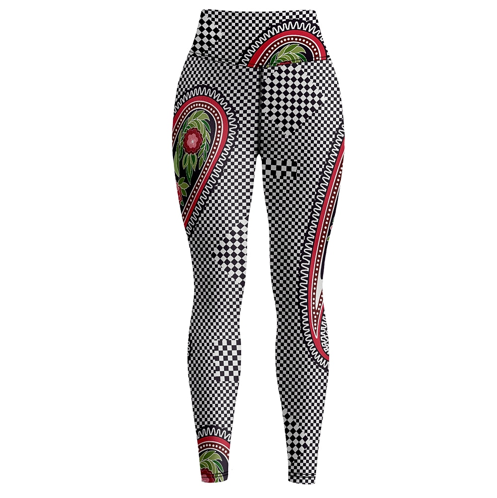 Damen Sport Leggings Gym Sport leggings Yogahose Elasthan Schwarz Kurz geschnittene Leggings Paisley-Muster Bauchkontrolle Kolbenheber Kleidung Yoga Fitness Fitnesstraining Laufen / Hochelastisch 2026 - $18.99 –P3