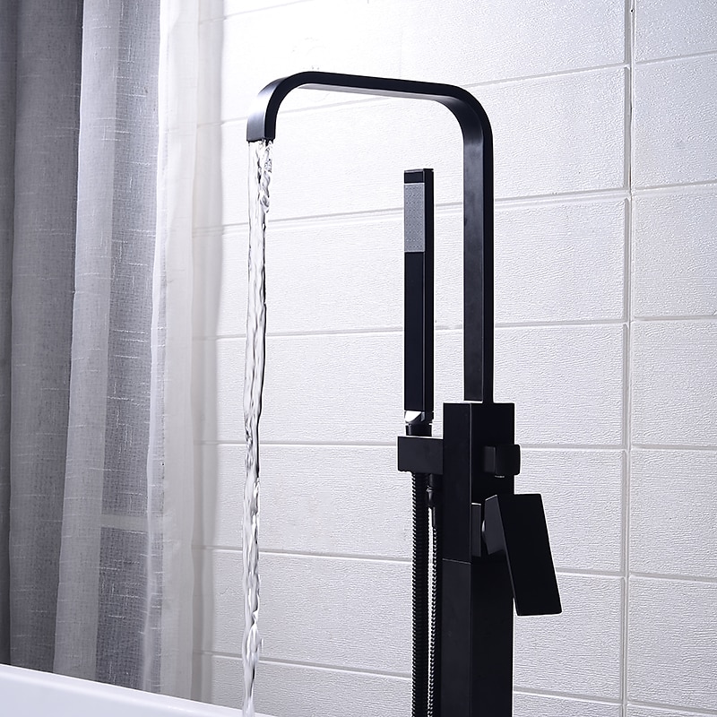 badekarkran - moderne galvanisert frittstående messingventil badekar dusj blandebatterier 2025 - $404.99 –P14
