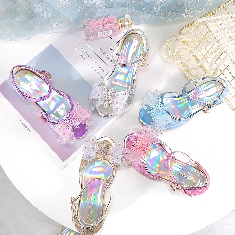 Girls' Pink Glitter Party Shoes – Peep-Toe Design, Bow and Rhinestone Decoration, Adjustable Strap, Perfect for Weddings and Special Occasions 2025 - $32.99 –P2