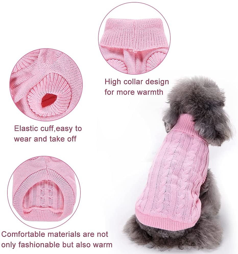 pulovere pentru câini mici nmch pulover tricotat pentru animale de companie, hanorac cald pentru câini, haine de iarnă pentru câini, pisicuțe, pulover cu gât țestoasă (albastru, l) 2025 - $11.99 –P3
