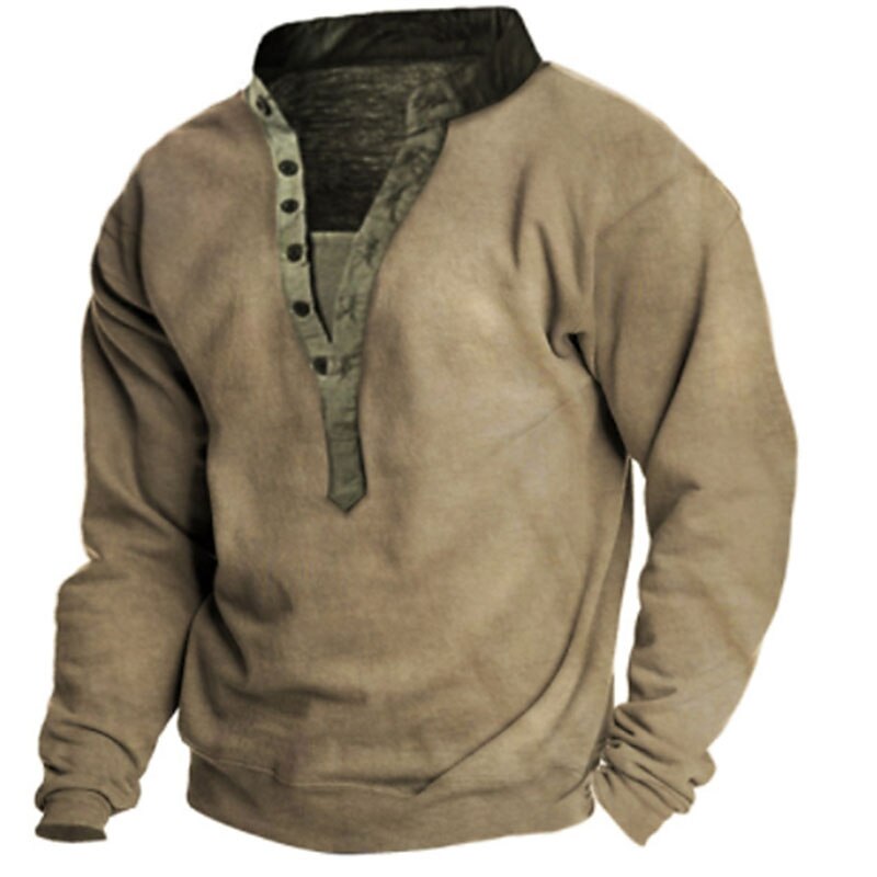 Per uomo Felpa Maglione Felpa con cappuccio leggera Verde militare Cachi Grigio chiaro Collare Henley A V Motivo cashemire Stampe astratte Informale Giornaliero Stampa 3D Originale Essenziale Etnico del 2025 a $29.99 –P2