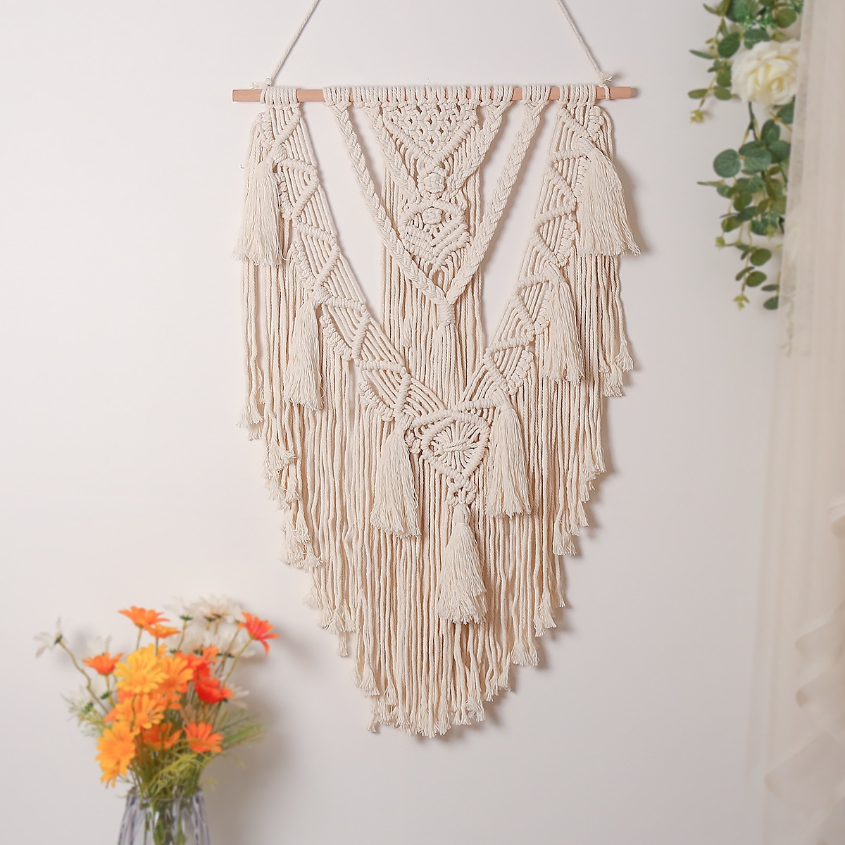 ins homestay Cotton Rope Hand-Woven Wall hangings Guest Bedroom Wall hangings Flower Racks Dried Flower Decoration