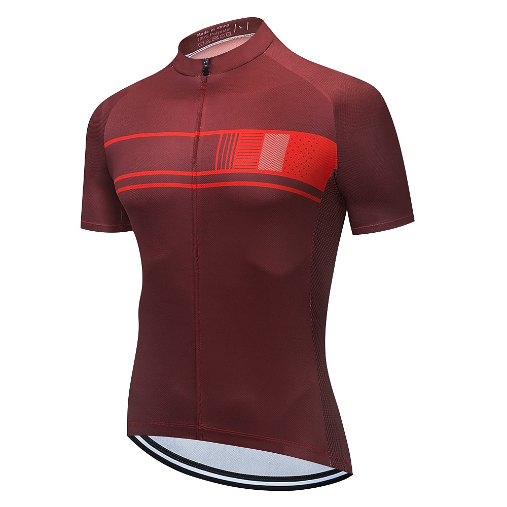 Herr Cykeltröja med Haklapp-shorts Kortärmad Bergscykling Vägcykling Svart Vinröd Blå Rand Cykel Träningsdräkter 3D Tablett Andningsfunktion Snabb tork Bakficka Polyester Elastan sporter Rand Kläder 2025 - $45.99 –P8