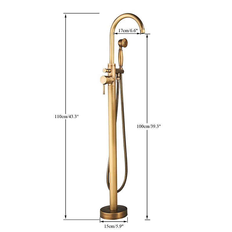 rubinetto per vasca da bagno vintage montaggio a pavimento, miscelatore per riempimento vasca da bagno indipendente con doccetta a mano, rubinetto per doccia con beccuccio ad arco alto girevole a 360° del 2025 a $323.99 –P3