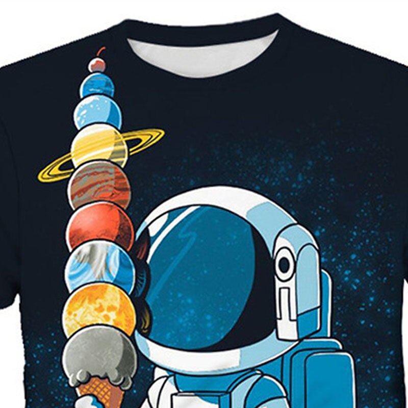 Chlapecké 3D Astronaut Tričko Krátký rukáv 3D tisk Léto Jaro Aktivní Sportovní Módní Děti 3-12 let Venkovní Denní Vevnitř Běžný 2025 - $11.99 -P7