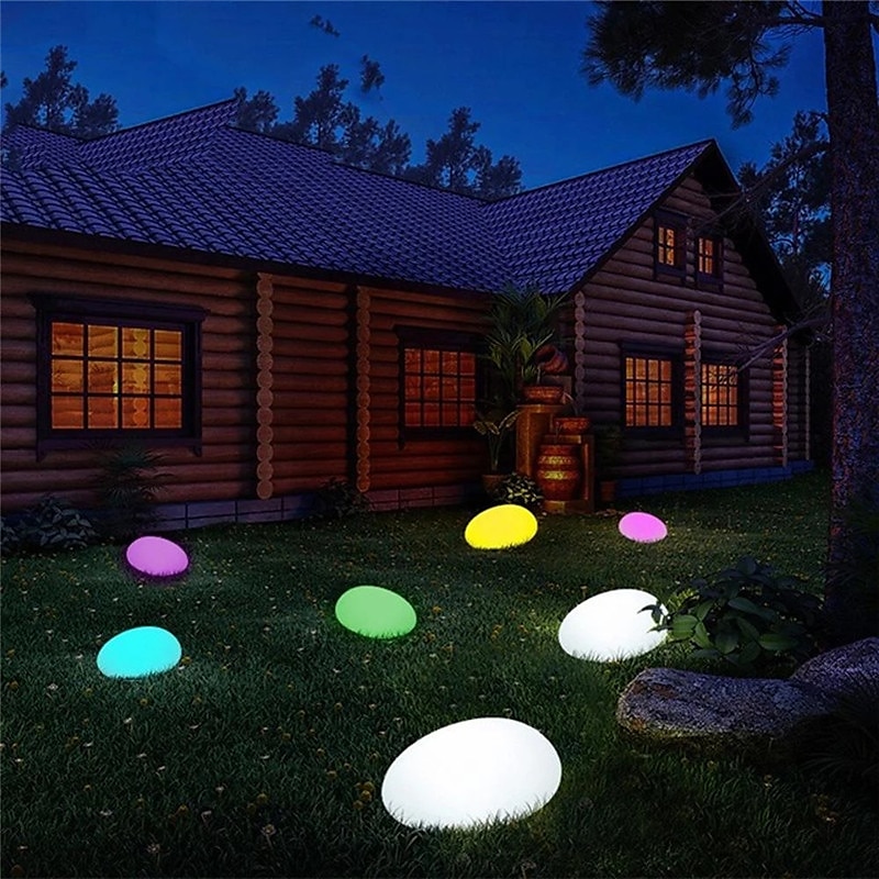 lumini solare de grădină strălucitoare în aer liber lampă în formă de pietruită decor grădină lumină rgb impermeabil peisaj lumini de noapte pentru gazon calea de nuntă 2025 - $52.99 –P3