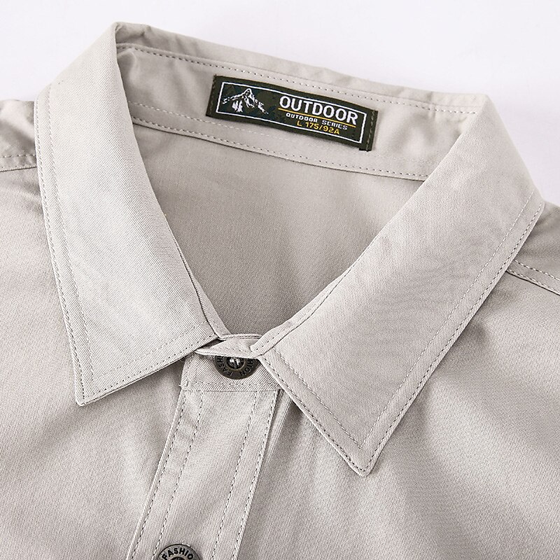 Herren Knopfhemd Hemd Cargo-Shirt Schwarz Weiß Armeegrün Khaki Dunkelblau Langarm Feste Farbe Umlegekragen Strasse Täglich Vordertasche Bekleidung Baumwolle Modisch Brautkleider schlicht Komfortabel 2025 - $32.99 –P5