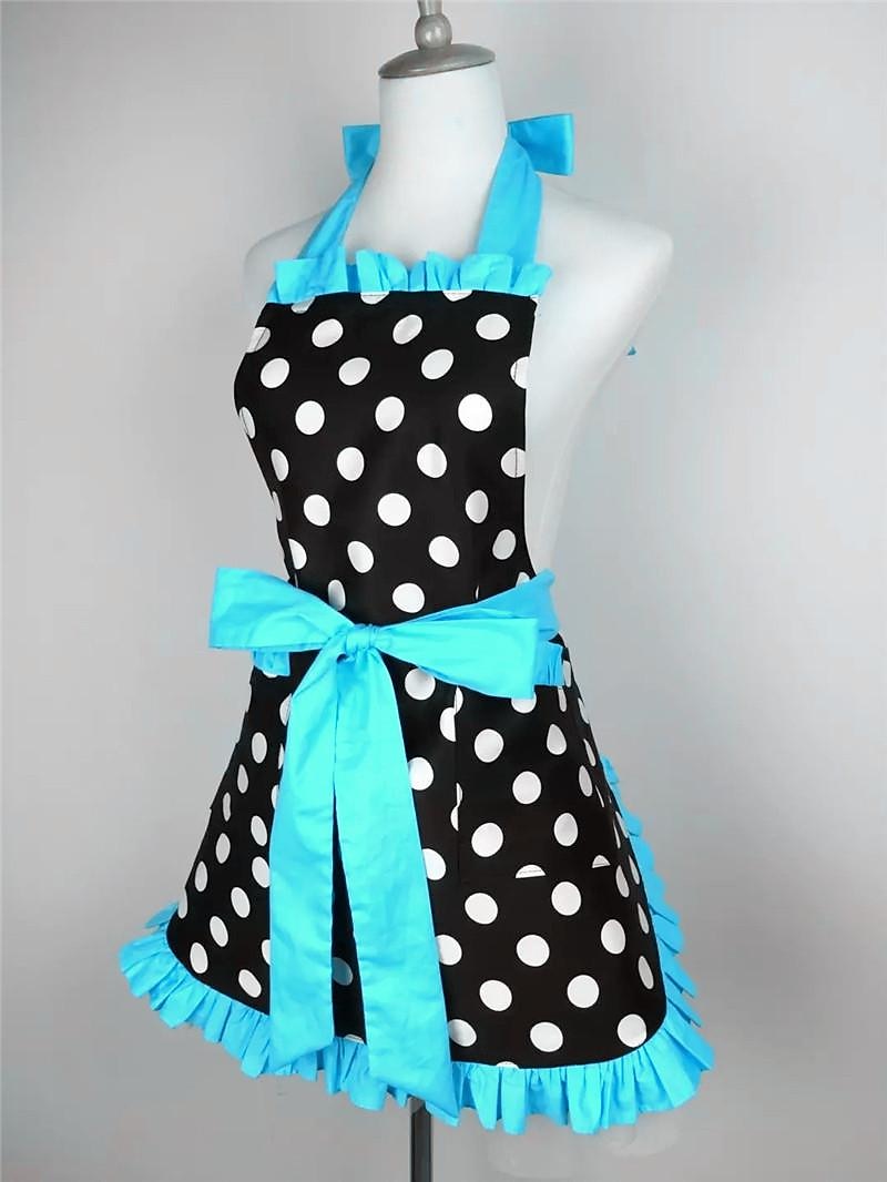 delantal de chef de algodón para mujeres y hombres, delantal de cocina, delantal de jardinería personalizado lunares salón pinafore delantal vintage regalo de la madre 2026 - $26.99 –P2