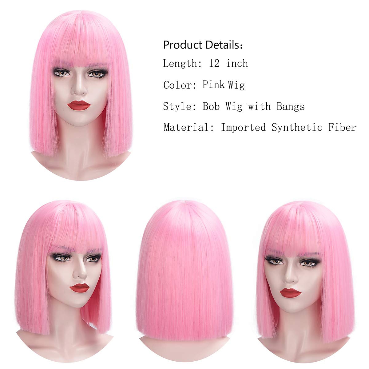 parrucca rossa delle donne breve parrucca bob rossa con la frangetta aspetto naturale parrucca sintetica morbida parrucca carina festa cosplay halloween parrucche da 12 pollici festa di natale del 2025 a $17.49 –P2