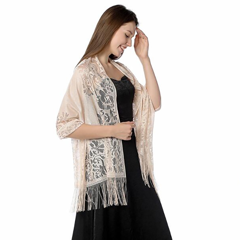 sjal&amp; wrap sjalar dam höst bröllop gäst wrap elegant brud solskydd ärmlös polyester bröllop wraps med spets för bröllop sommar 2025 - $17.49 –P11