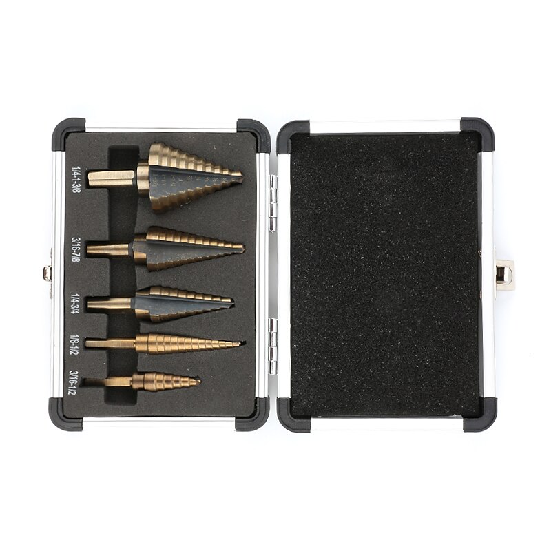 5 pz hss pollici arrosto giallo scala trapano passo trapano bit foro cutter set di strumenti di perforazione del 2025 a $34.99 –P4