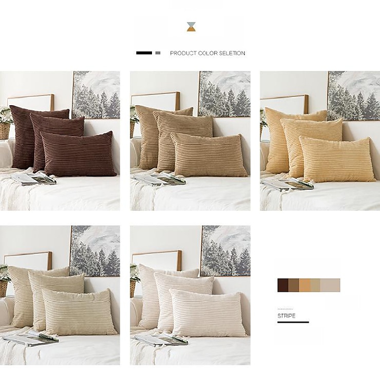 Decorative Toss Pillows Corduroy Pillow Cushion Cover Bedside Sofa Back Cushion Office Lumbar Solid Color Pillow Cover Without Core Pink Blue Sage Green Purple Yellow 2025 - $13.99 –P1