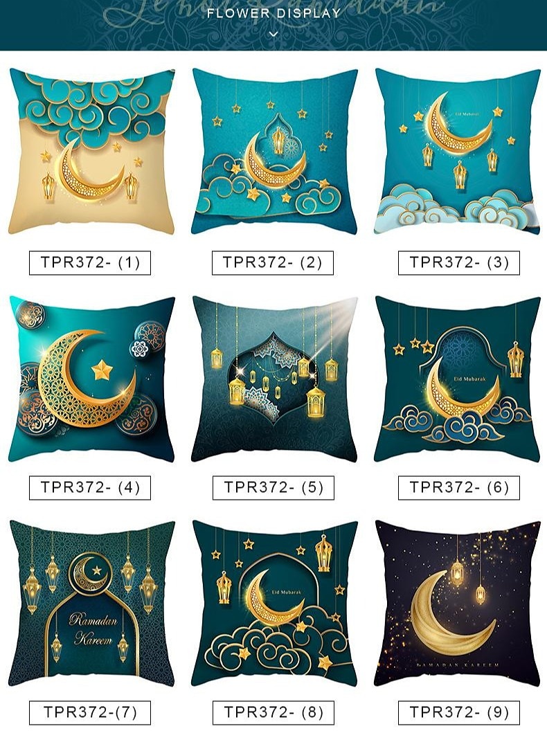 ins ramadan pillowcase starry moon eid al-fitr bedside cushion pillowcase peach skin pillowcase gold moon طباعة وسادة وسادة 2025 - $12.99 –P12
