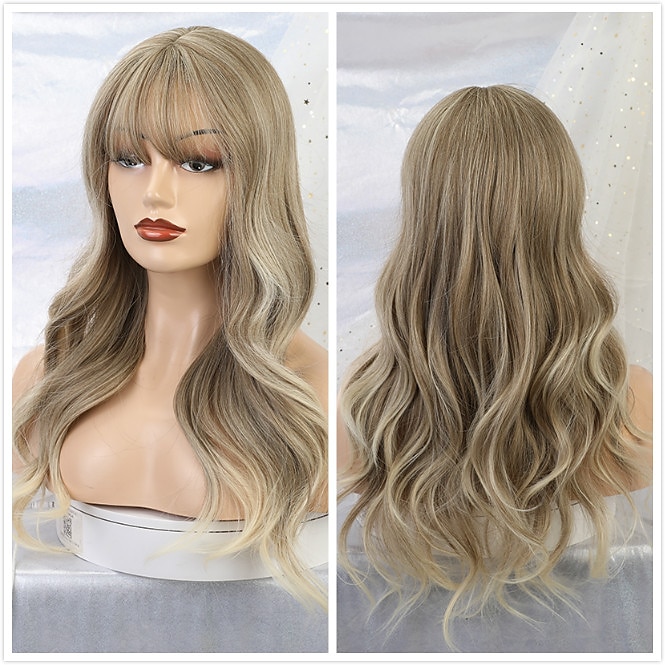 blondi peruukit otsatukkailla pitkät suorat peruukit ombre musta blondi saarniperuukit otsatukkalla lämmönkestävät synteettiset peruukit afroamerikkalaisille naisille joulujuhlaperuukit barbiecore 2025 - $31.99 –P12
