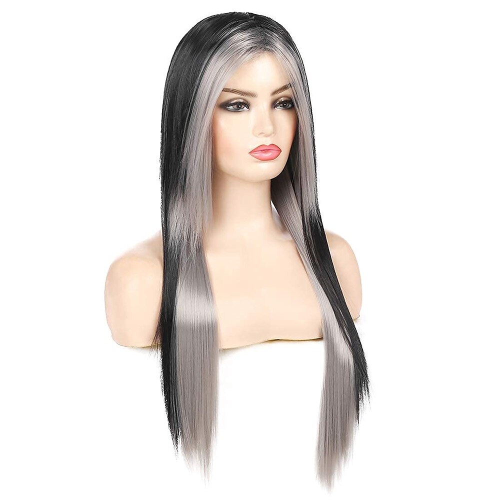 Perruques bleues longues bleu noir perruque soyeuse droite synthétique résistant à la chaleur côté frange cheveux perruques pour femmes filles halloween perruques de 2025 ? $24.99 –P8