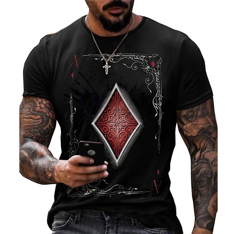 Męskie Dla obu płci Wzory graficzne Poker Podkoszulek Krótki rękaw Podkoszulek Druk 3D Półgolf Koszula Sport Moda Designerskie Na zewnątrz Ulica Codzienny Czarny Biały Żółty Lato Odzież S M L XL XXL 2025 - $17.99 –P4