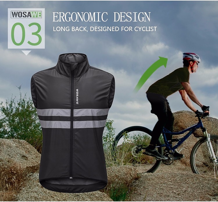 WOSAWE Men's Cycling Jersey Cycling Vest Sleeveless Mountain Bike MTB Road Bike Cycling Green Black Dark Blue Bike Vest / Gilet Jersey Windproof Breathable Lightweight Reflective Strips Back Pocket 2025 - $25.59 –P1
