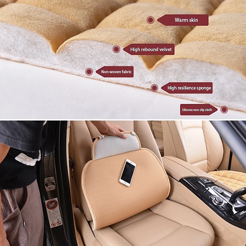 2PCS Universal Flocking Cloth Car Seat Cover – Four Seasons, Built-In Storage, Easy to Install, Interior Protector 2025 - $54.99 –P6