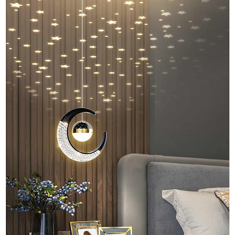 Lampa wisząca led kształt księżyca projekcja światła gwiazda nieba sypialnia nocna ściana tła żyrandol! 2025 - $133.99 –P3
