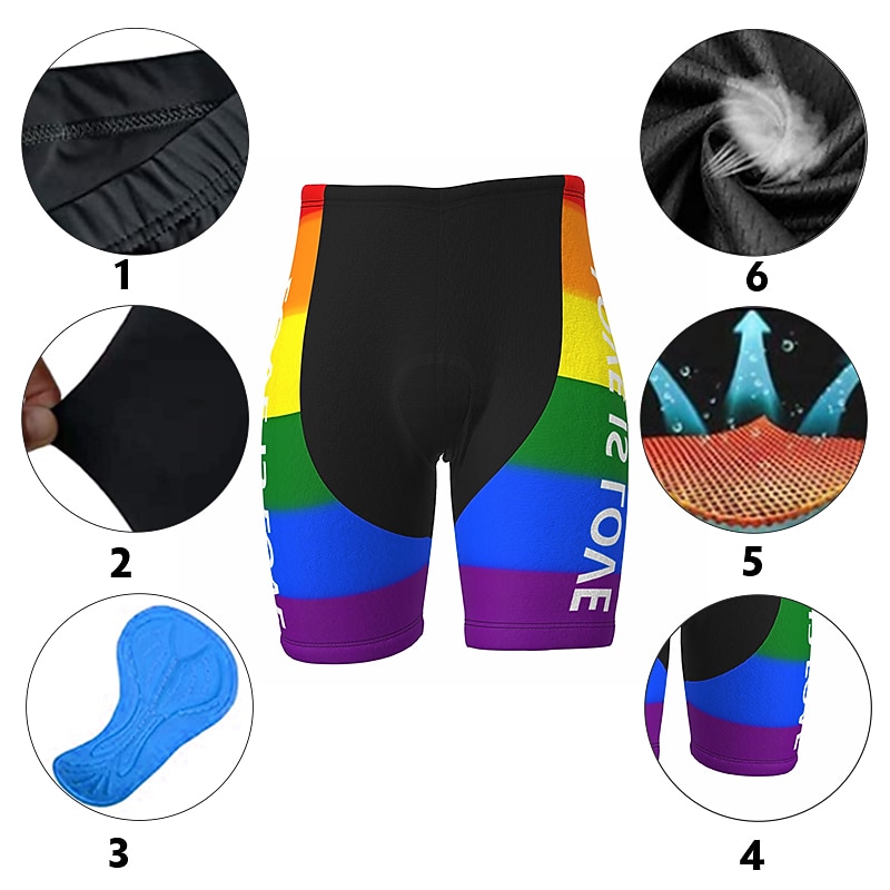 Men's Rainbow Cycling Road Shorts Bike Shorts Cycling Padded Shorts Bike Padded Shorts / Chamois Mountain Bike MTB Road Bike Cycling Sports 3D Pad Cycling Quick Dry Moisture Wicking Yellow Red Spandex 2026 - $28.99 –P7