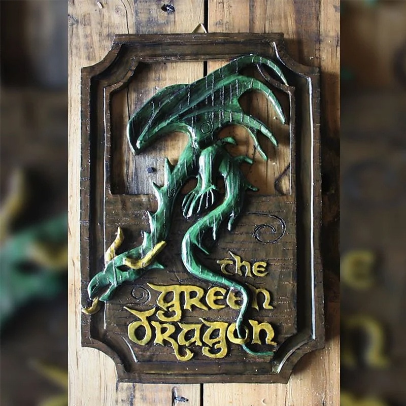 artigianato in resina il signore degli anelli il pony rampante e il drago verde pub segni set fatto a mano bar stile segno pub casa ufficio giardino segno decorativo del 2025 a $34.99 –P4
