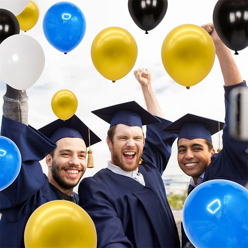 juego de globos de ceremonia de graduación felicitaciones temporada de graduación azul y blanca bandera de tracción juego de globos de látex de 10 pulgadas 2025 - $31.99 –P4