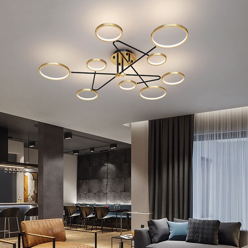 142 cm dimbar taklampe led nordisk stil metall sirkelmalte overflater moderne 220-240v 2025 - $493.49 –P2