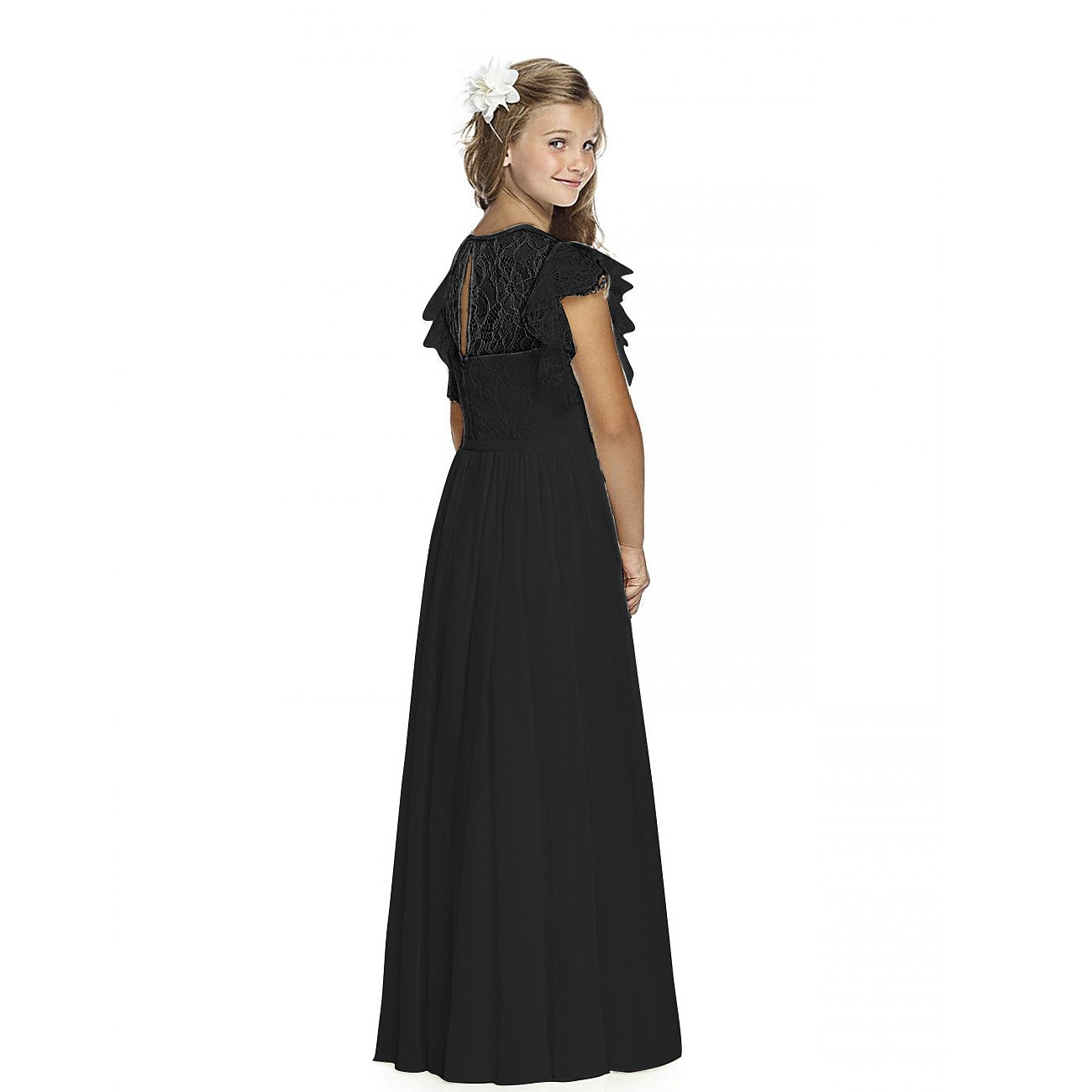 Blumenmädchenkleid Mädchen Partykleid Leistung Hochzeit Party Mode Prinzessin einfarbig Kurzarm Rundhalsausschnitt Schwarz Weiß 2025 - $39.99 –P8
