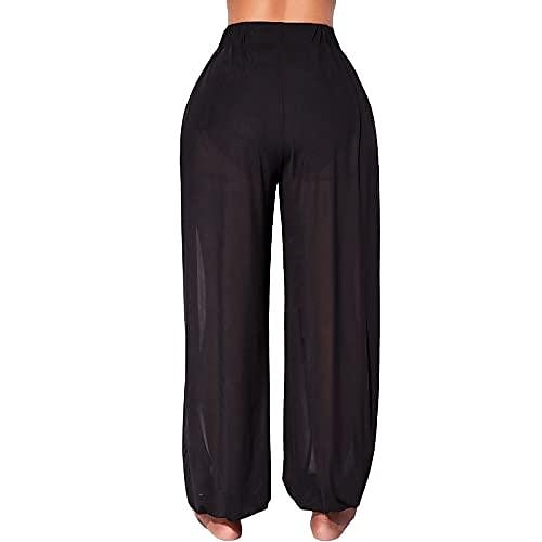 Damen Haremshose mit Seitenschlitz, hohe Taille, lockere Passform, Lounge-Strandhose, Hippie-Hose, Tanztraining, Jogginghose (schwarz, xx-large) 2025 - $25.99 –P6