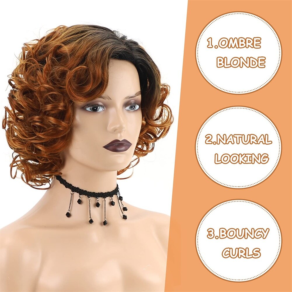 Short Burgundy Curly Wigs for Black Women Ombre Wine Red Full Curly Wigs Natural Looking Synthetic Burgundy Short Hair Wigs 2026 - $29.99 –P19
